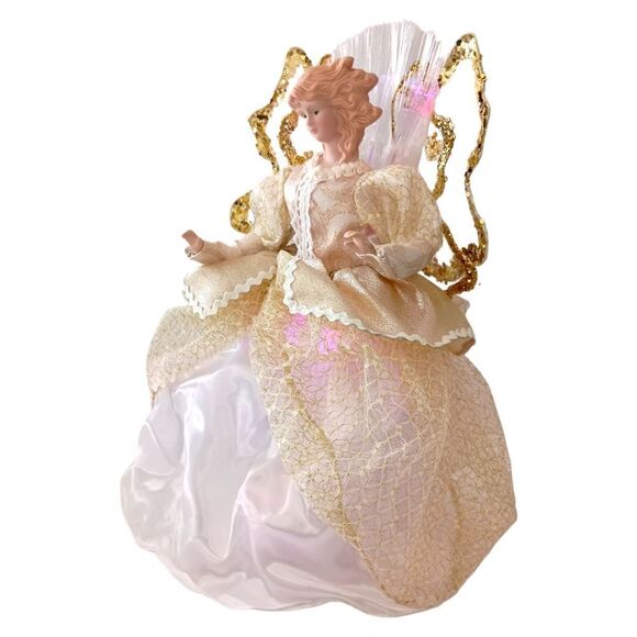 Fiber Optic Angel Tree Topper Gold Table Display Light Up Multi Color Christmas. - Picture 10 of 16